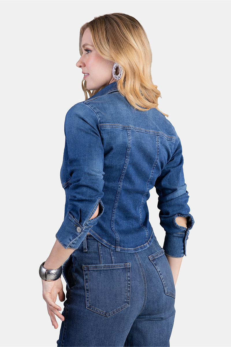 Blusa Manga Larga en Algodón, Poliéster y Elastano Marca Trucco's