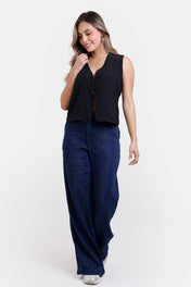 Pantalón Bota Recta en Liocel, Rayon y Poliester Marca Trucco's
