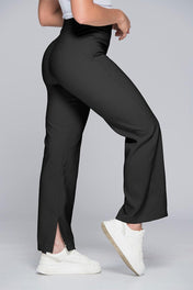 Pantalón Wide Leg Tiro Alto Con Pinzas y Abertura en Bota Marca Trucco´s