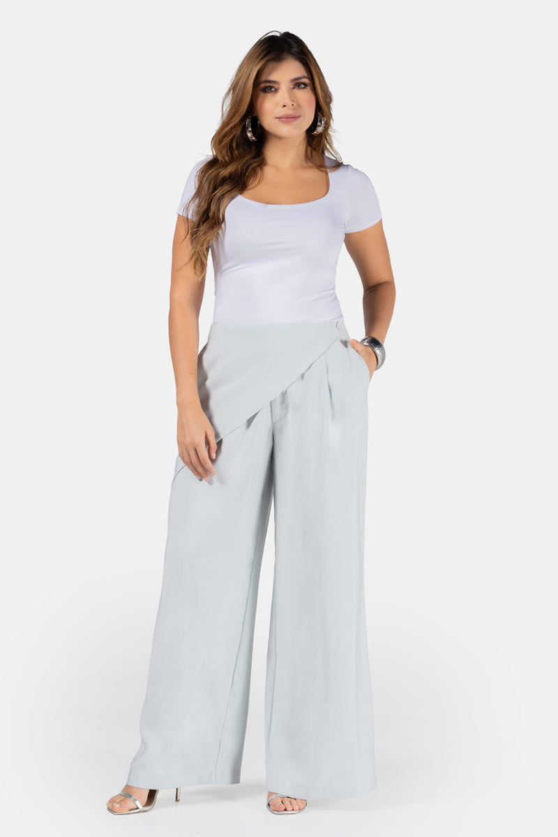 Pantalón Wide Leg Cintura Alta Elegante Marca Trucco´s