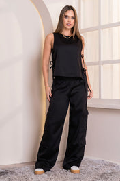 Set 2 Piezas Pantalón Cargo Blusa con Sesgos Laterales Marca Trucco´s