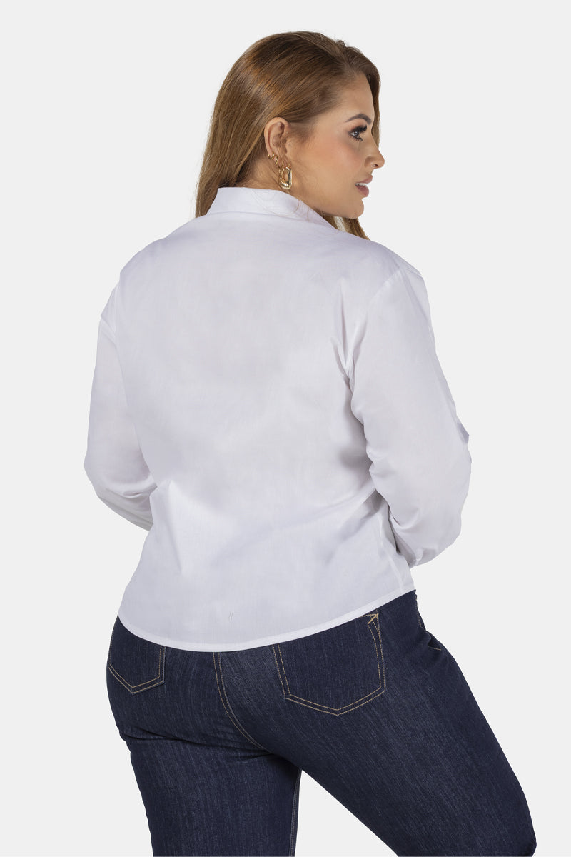 Camisa Manga Larga Con Tejido Frontal Marca Trucco´s Plus Size