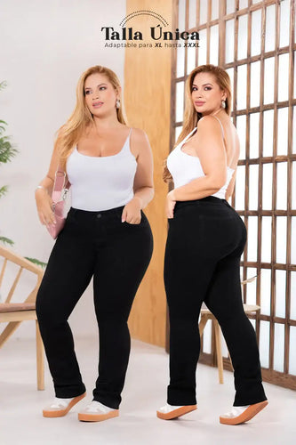 Jean Bota Recta Tiro Alto Talla única Negro Exclusivo Marca Trucco´s Plus Size - 3