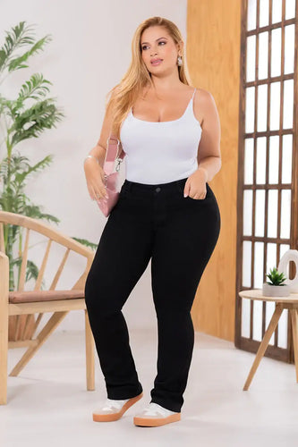 Jean Bota Recta Tiro Alto Talla única Negro Exclusivo Marca Trucco´s Plus Size - 4