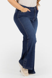 Jean Wide Leg Azul Oscuro con Detalles en Bota Marca Trucco´s Plus Size