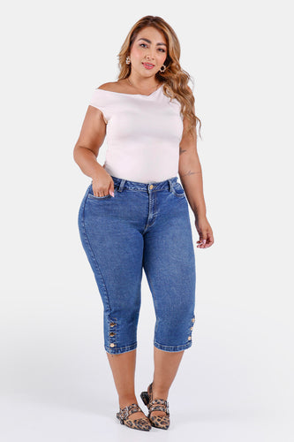 Jean Tipo Capri en Algodón, Poliester, Elastano y Rayon Marca Trucco's Plus Size - 7