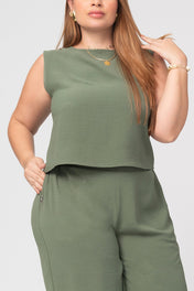 Set 2 Piezas Chaleco De anudar En Espalda  Pantalón Wide Leg Marca Trucco´s