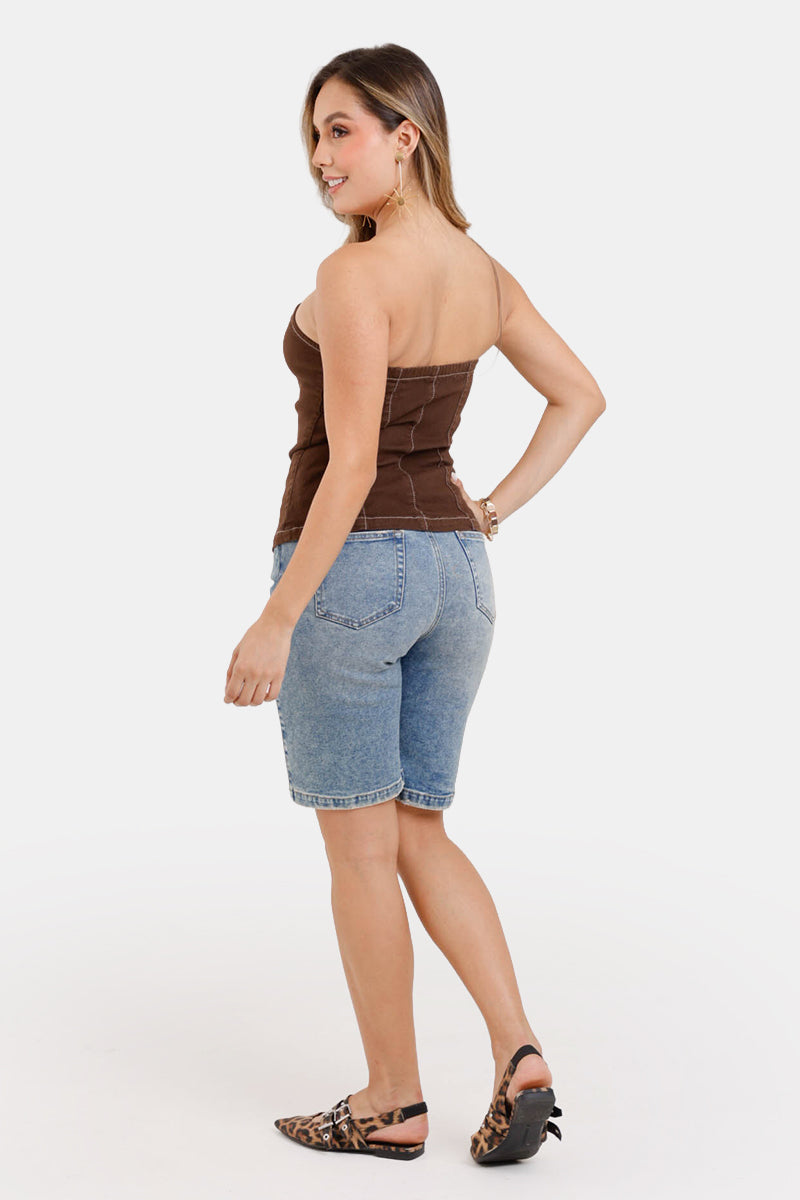 Blusa Estraple en Algodón y Elastano Marca Trucco's