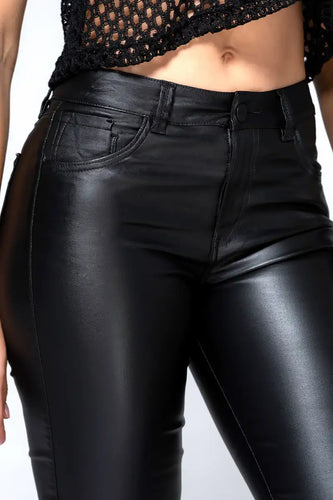 Jean Skinny Tiro Alto Efecto Cuero Marca Trucco´s - 5