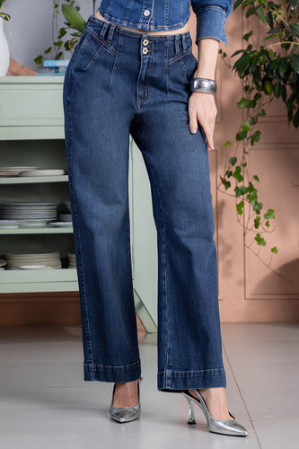 Jean Wide Leg en Algodón, Poliéster y Elastano Marca Trucco's - 3