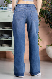 Jean Wide Leg en Algodón, Poliéster y Elastano Marca Trucco's