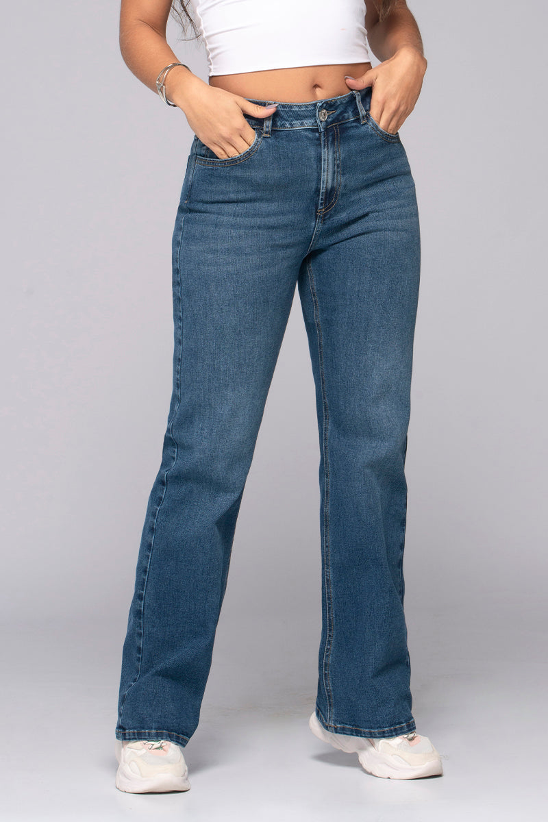 Jean Wide Leg Tiro Alto Bota Recta Marca Trucco´s