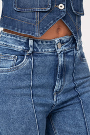 Jean Wide Leg  Tiro Alto Vena Frontal Marca Trucco´s