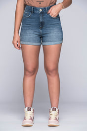 Short Tiro Alto Doblez en Ruedo Efecto Degradado 5 Bolsillos Marca Trucco´s