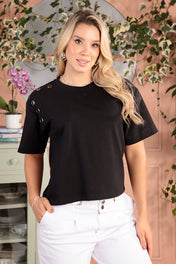 Blusa Manga Corta en Algodón, Poliéster y Elastano Marca Trucco's