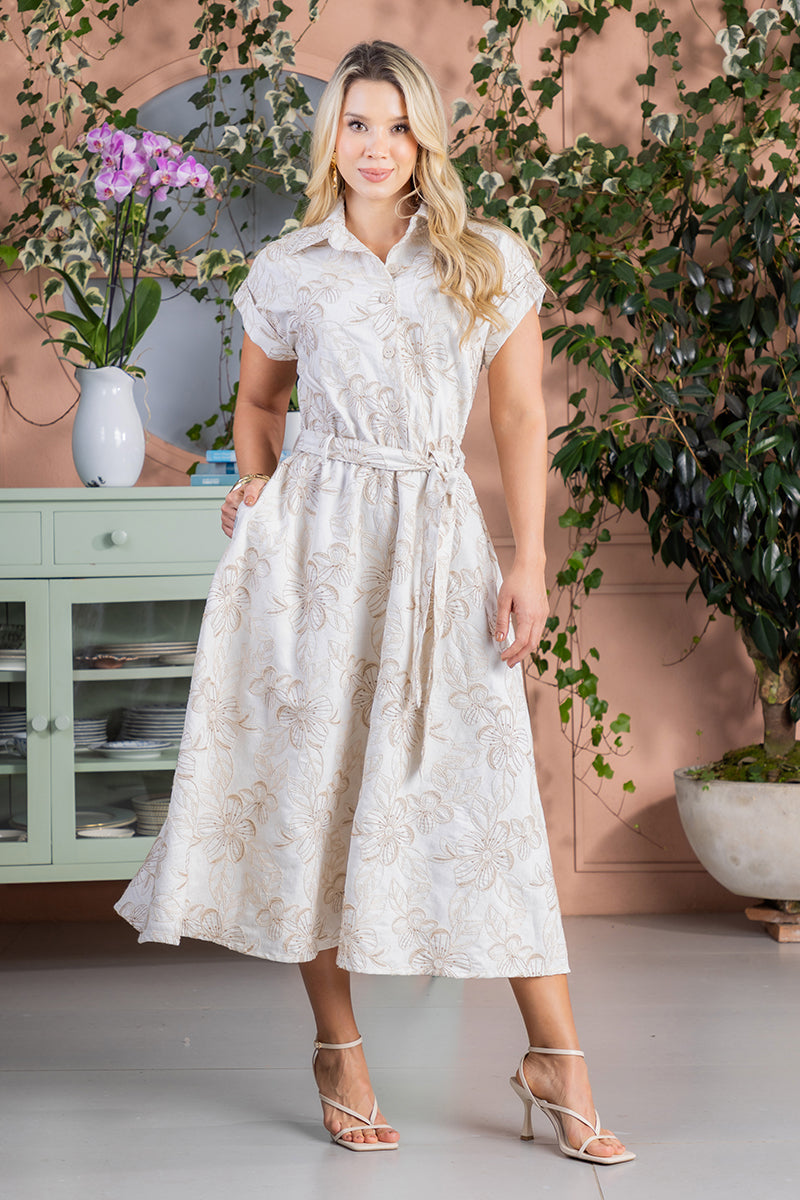 Vestido Midi en Rayón, Poliéster y Lino Marca Trucco's