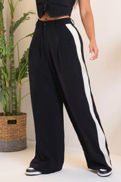 Set 2 Piezas Chaleco Corto Doble Pantalón Wide Leg Drapeado Tiro Alto Marca Trucco´s