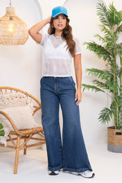 Set 2 Piezas Blusa en Transparencia Efecto Metalizado Croptop a Tono Marca Trucco´s