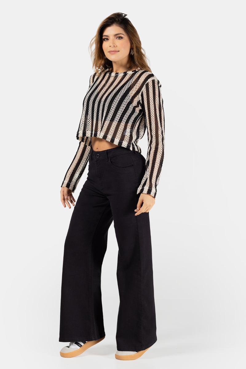 Set 2 Piezas Top Cropped y Blusa Manga Larga Casual Marca Trucco´s