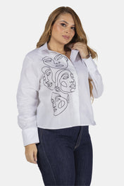 Camisa Manga Larga Con Tejido Frontal Marca Trucco´s Plus Size