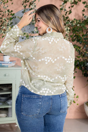 Camisa Manga Larga en Liocel y Nailon Marca Trucco's Plus Size