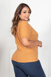 Camiseta Cuello Redondo Detalles Gircones Frontales Marca Trucco´s Plus Size