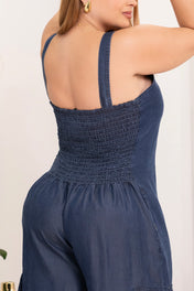 Enterizo Palazzo Tipo Cargo en Tencel Espalda Resortada Marca Trucco´s Plus Size
