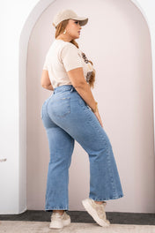 Jean Palazzo Corto Tiro Alto Con Procesos Ecosostenibles Marca Trucco´s Plus Size