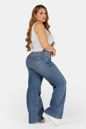 Jean Wide Leg Azul Medio Marca Trucco´s Plus Size