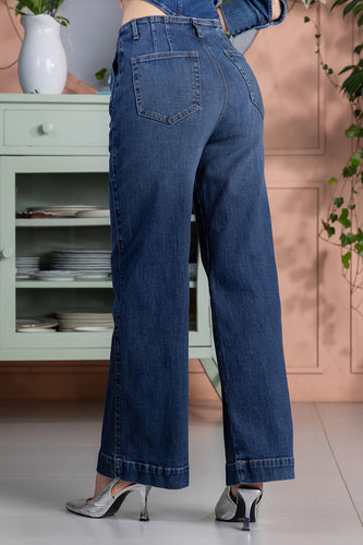 Jean Wide Leg en Algodón, Poliéster y Elastano Marca Trucco's - 4