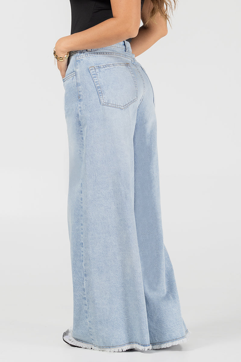Jean Wide Leg Tiro Alto Silueta Amplia Marca Trucco´s