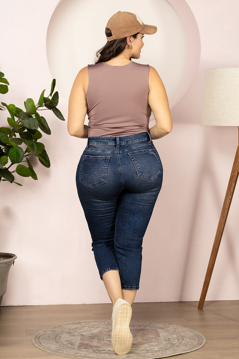 Jean Capri Tiro Alto Marca Trucco´s Plus Size