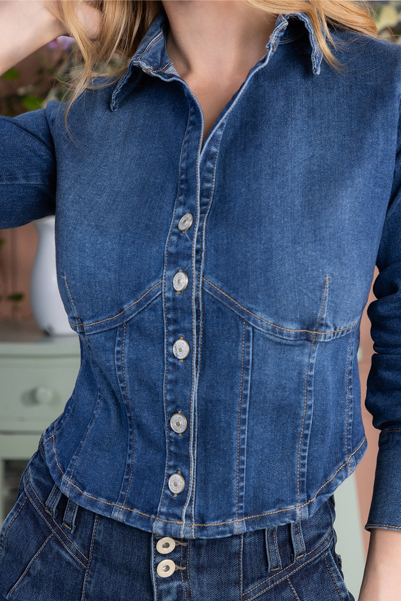 Blusa Manga Larga en Algodón, Poliéster y Elastano Marca Trucco's