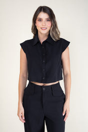 Set 2 Piezas Pantalón Wide Leg Camisa Corta Marca Trucco´s