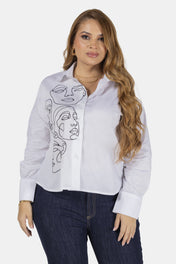 Camisa Manga Larga Con Tejido Frontal Marca Trucco´s Plus Size