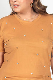 Camiseta Cuello Redondo Detalles Gircones Frontales Marca Trucco´s Plus Size