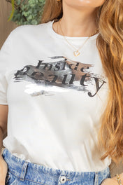 Camiseta Básica con Estampado Frontal Marca Trucco´s Plus Size