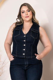 Chaleco Corto Costura en Contraste Marca Trucco´s Plus Size