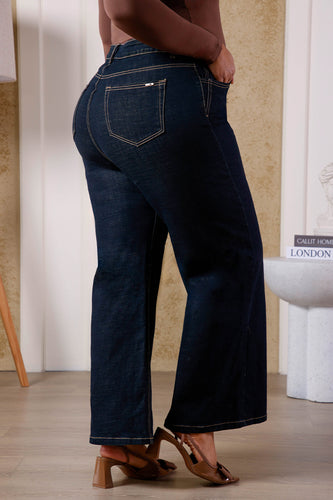 Jean Wide Leg Plus Size en Algodón, Poliester, Elastano y Rayon Marca Trucco's - 4