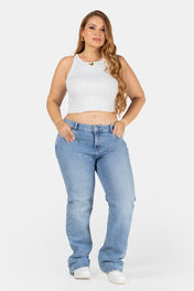 Jean Wide Leg Azul Claro Marca Trucco´s Plus Size