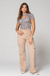 Jean Cargo Wide Leg Tiro Alto 8 Bolsillos Marca Trucco´s