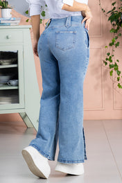 Jean Wide Leg en Algodón, Poliéster, Rayón y Elastano Marca Trucco's
