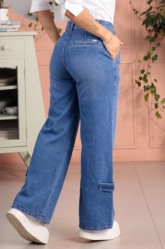 Jean Wide Leg en Algodón, Poliéster y Elastano Marca Trucco's - 5