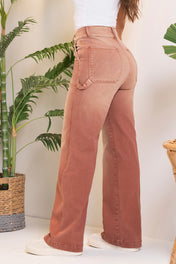 Jean Wide Leg Tiro Alto Relaxed Fit Con Charretera Marca Trucco´s