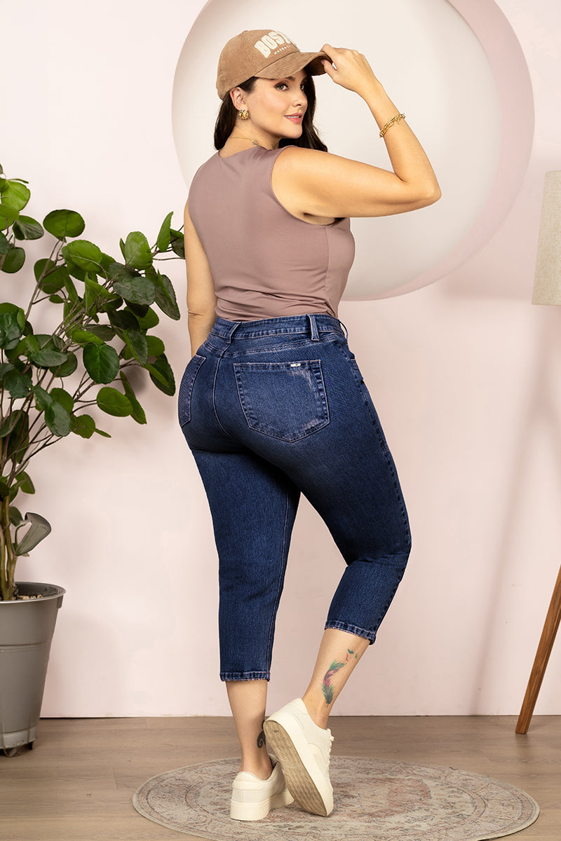Jean Capri Tiro Alto Marca Trucco´s Plus Size