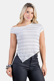 Blusa Manga Corta en Poliéster y Elastano Marca Trucco's