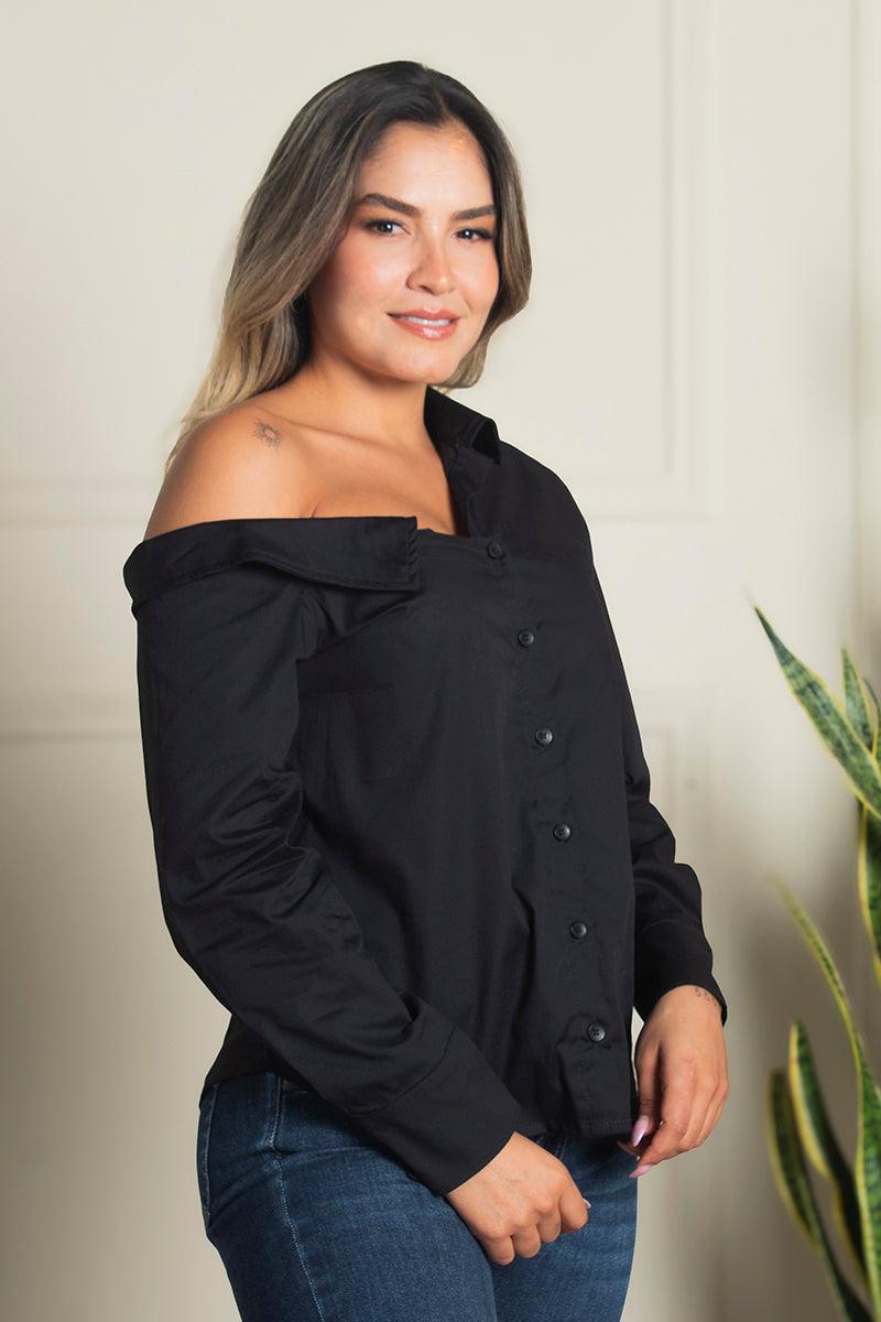 Camisa Manga Larga Escote Asimétrico  Marca Trucco´s