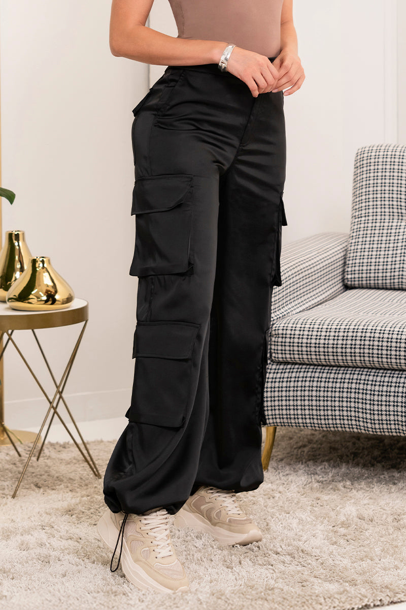 Pantalón Parachute Tiro Alto Tipo Cargo 8 Bolsillos Marca Trucco´s