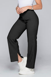 Pantalón Wide Leg Tiro Alto Con Pinzas y Abertura en Bota Marca Trucco´s
