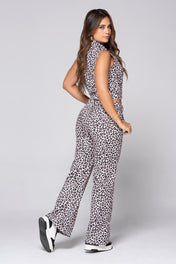 Set 2 Piezas Animal Print Leopardo Pantalón Tiro Alto Chaqueta Cruzada Marca Trucco´s